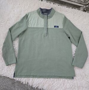 L.L.BEAN Cotton Button Henley Sweatshirt. Green. Size Large. Good preowned condi